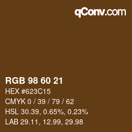 颜色代码: RGB 98 60 21 | qconv.com