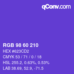 颜色代码: RGB 98 60 210 | qconv.com