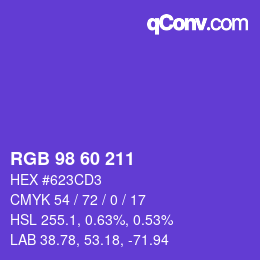 颜色代码: RGB 98 60 211 | qconv.com