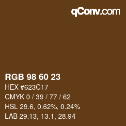 カラーコード: RGB 98 60 23 | qconv.com