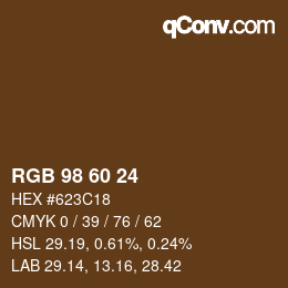 カラーコード: RGB 98 60 24 | qconv.com