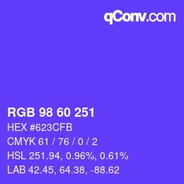 Color code: RGB 98 60 251 | qconv.com