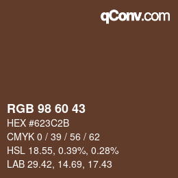 颜色代码: RGB 98 60 43 | qconv.com