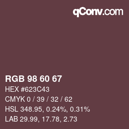 颜色代码: RGB 98 60 67 | qconv.com