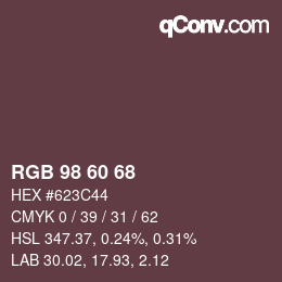 颜色代码: RGB 98 60 68 | qconv.com