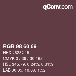 カラーコード: RGB 98 60 69 | qconv.com
