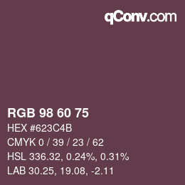 カラーコード: RGB 98 60 75 | qconv.com