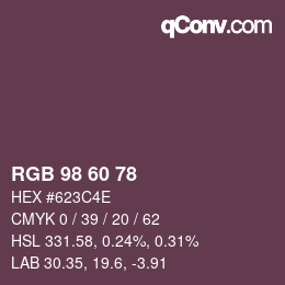 カラーコード: RGB 98 60 78 | qconv.com