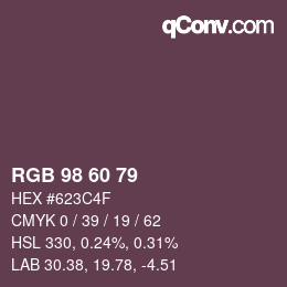 カラーコード: RGB 98 60 79 | qconv.com