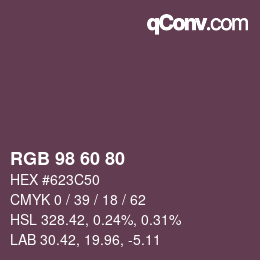 カラーコード: RGB 98 60 80 | qconv.com