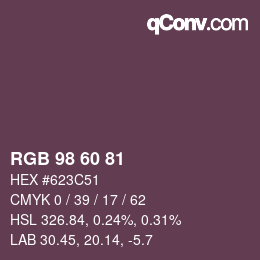 カラーコード: RGB 98 60 81 | qconv.com