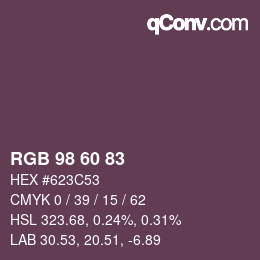 颜色代码: RGB 98 60 83 | qconv.com