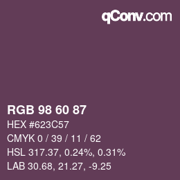 カラーコード: RGB 98 60 87 | qconv.com