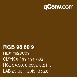 カラーコード: RGB 98 60 9 | qconv.com