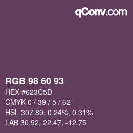 カラーコード: RGB 98 60 93 | qconv.com