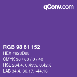 カラーコード: RGB 98 61 152 | qconv.com