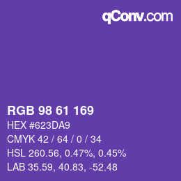 Color code: RGB 98 61 169 | qconv.com
