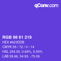 Farbcode: RGB 98 61 219 | qconv.com