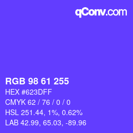 カラーコード: RGB 98 61 255 | qconv.com