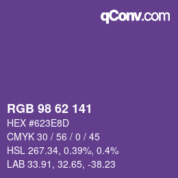 Color code: RGB 98 62 141 | qconv.com