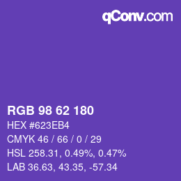 Color code: RGB 98 62 180 | qconv.com