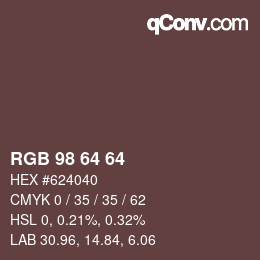 カラーコード: RGB 98 64 64 | qconv.com