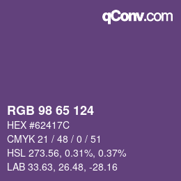Farbcode: RGB 98 65 124 | qconv.com