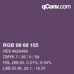 Color code: RGB 98 68 105 | qconv.com
