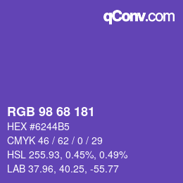 カラーコード: RGB 98 68 181 | qconv.com