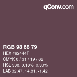 カラーコード: RGB 98 68 79 | qconv.com