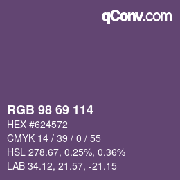 Farbcode: RGB 98 69 114 | qconv.com