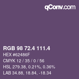 カラーコード: RGB 98 72.4 111.4 | qconv.com
