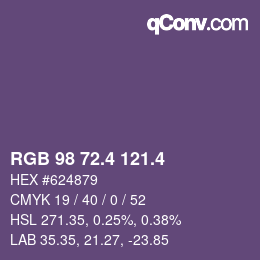 カラーコード: RGB 98 72.4 121.4 | qconv.com