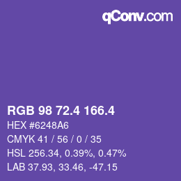 カラーコード: RGB 98 72.4 166.4 | qconv.com