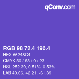 カラーコード: RGB 98 72.4 196.4 | qconv.com