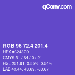カラーコード: RGB 98 72.4 201.4 | qconv.com