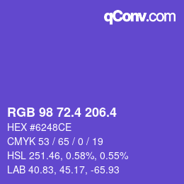 カラーコード: RGB 98 72.4 206.4 | qconv.com