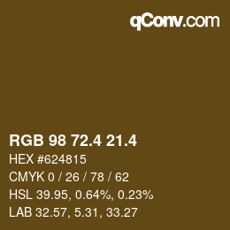 カラーコード: RGB 98 72.4 21.4 | qconv.com