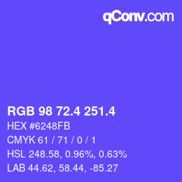 カラーコード: RGB 98 72.4 251.4 | qconv.com