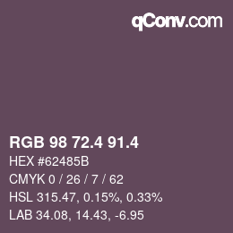 カラーコード: RGB 98 72.4 91.4 | qconv.com