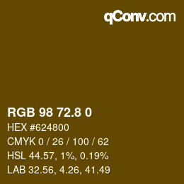 カラーコード: RGB 98 72.8 0 | qconv.com