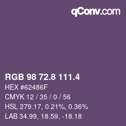 カラーコード: RGB 98 72.8 111.4 | qconv.com