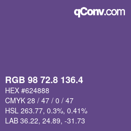 カラーコード: RGB 98 72.8 136.4 | qconv.com