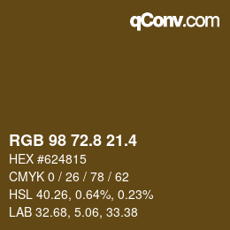 カラーコード: RGB 98 72.8 21.4 | qconv.com