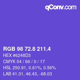 カラーコード: RGB 98 72.8 211.4 | qconv.com