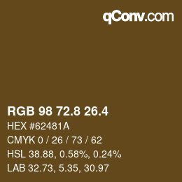 カラーコード: RGB 98 72.8 26.4 | qconv.com