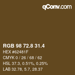 カラーコード: RGB 98 72.8 31.4 | qconv.com