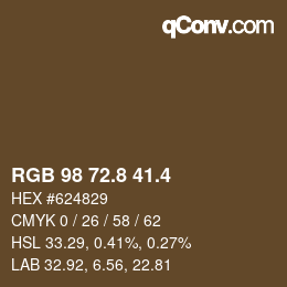 カラーコード: RGB 98 72.8 41.4 | qconv.com