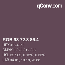 カラーコード: RGB 98 72.8 86.4 | qconv.com