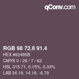 カラーコード: RGB 98 72.8 91.4 | qconv.com